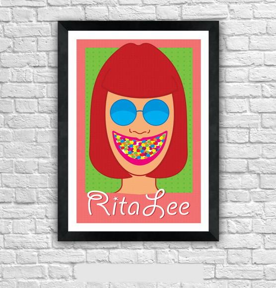 Quadro Pôster A3 c/ Moldura Rita Lee Tutti Frutti 30x42cm