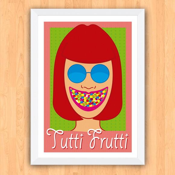 Quadro Pôster A3 c/ Moldura Rita Lee Tutti Frutti 30x42cm