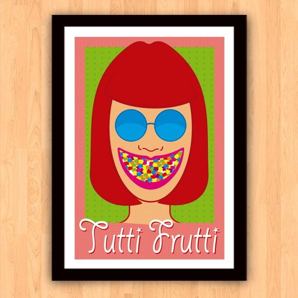 Quadro Pôster A3 c/ Moldura Rita Lee Tutti Frutti 30x42cm