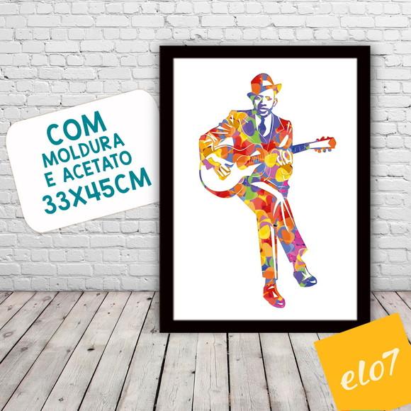 Quadro Pôster A3 c/ Moldura Robert Johnson Palhetas 30x42cm