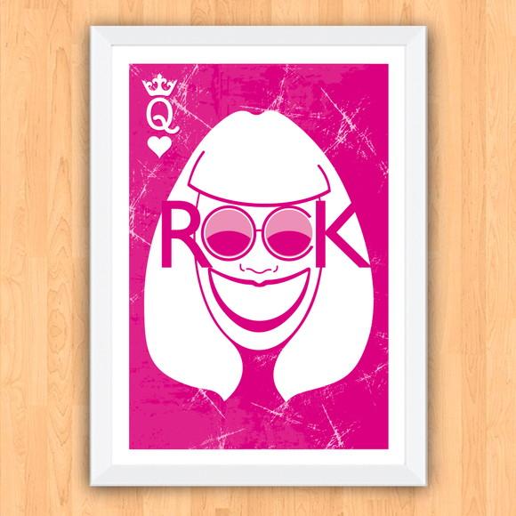 Quadro Pôster A3 c/ Moldura Rosa Choque Rita Lee 30x42cm