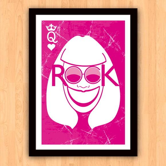 Quadro Pôster A3 c/ Moldura Rosa Choque Rita Lee 30x42cm