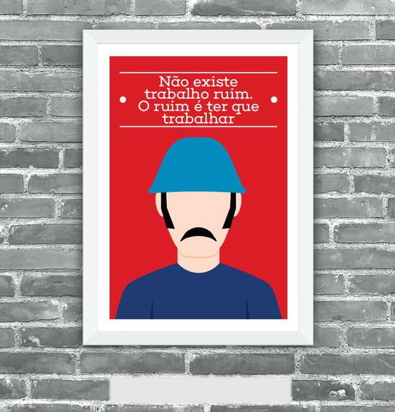 Quadro Pôster A3 c/ Moldura Seu Madruga Frase - 30x42cm