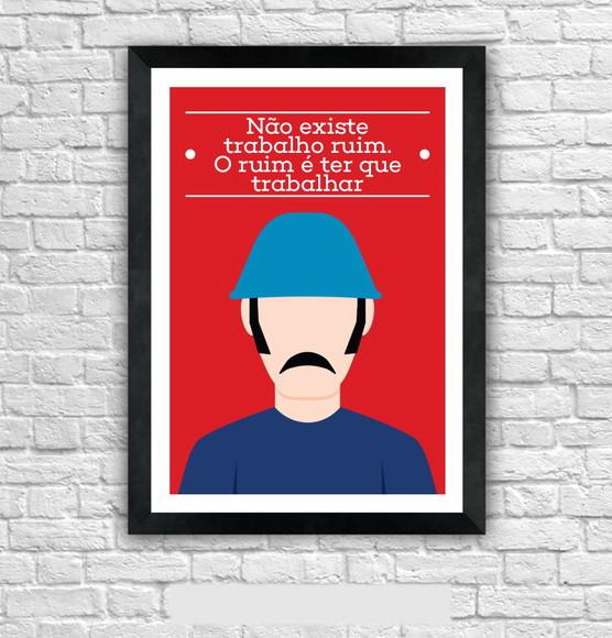 Quadro Pôster A3 c/ Moldura Seu Madruga Frase - 30x42cm