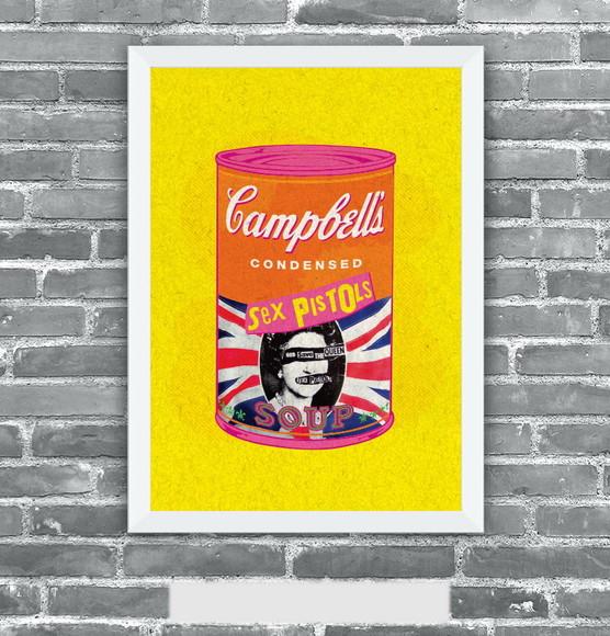 Quadro Pôster A3 c/ Moldura Sex Pistols Campbell´s 30x42cm