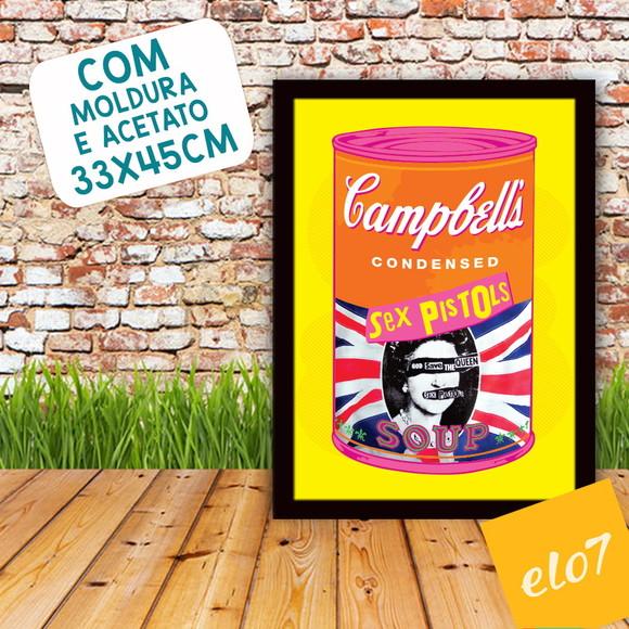 Quadro Pôster A3 c/ Moldura Sex Pistols Campbell´s 30x42cm