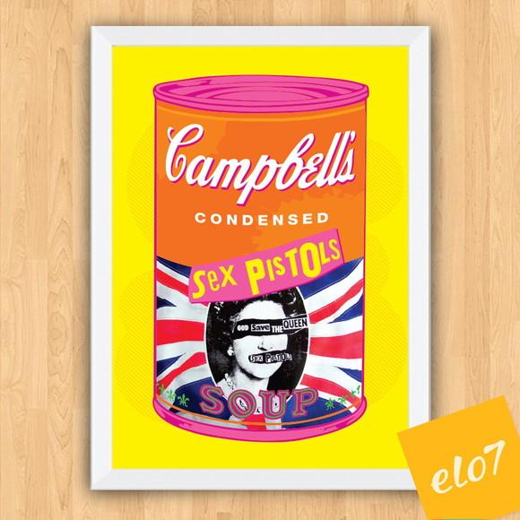 Quadro Pôster A3 c/ Moldura Sex Pistols Campbell´s 30x42cm