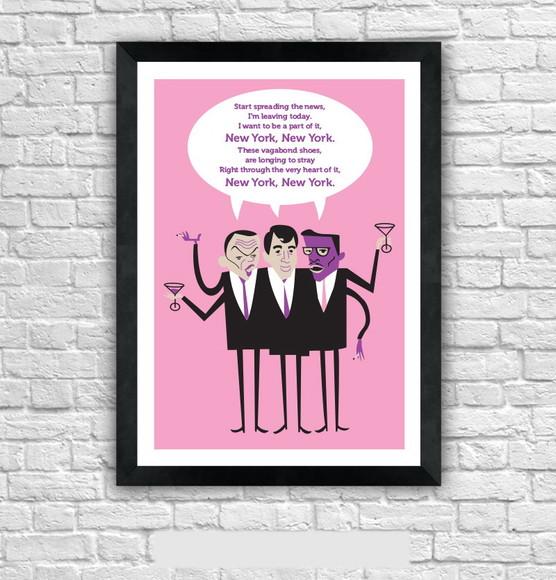Quadro Pôster A3 c/ Moldura Sinatra Rat Pack 30x42cm
