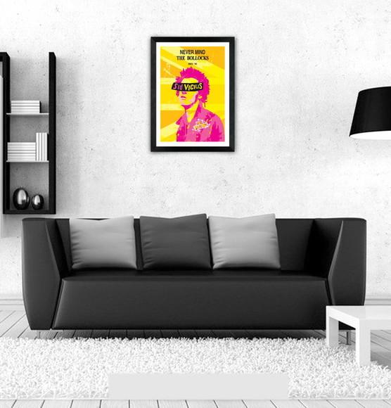 Quadro Pôster A3 c/ Moldura Sid Pistols Pop Art 30x42cm