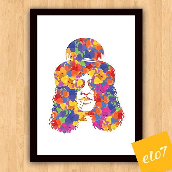Quadro Pôster A3 c/ Moldura Slash Palhetas Pop Art 30x42cm