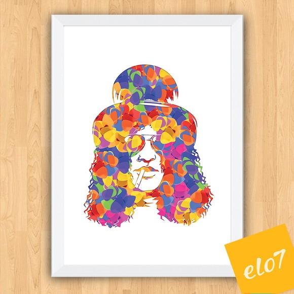 Quadro Pôster A3 c/ Moldura Slash Palhetas Pop Art 30x42cm