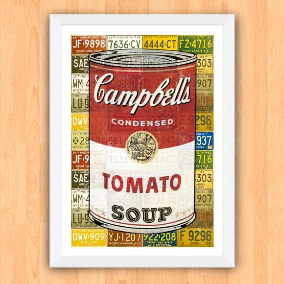 Quadro Pôster A3 c/ Moldura Sopa Campbell Grafite 30x42cm