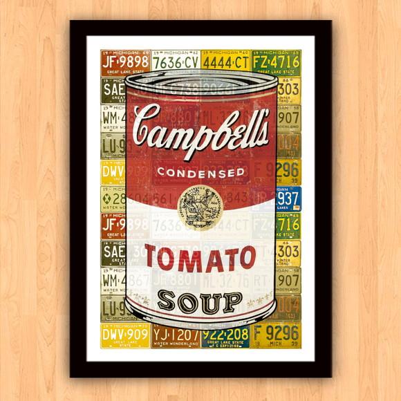 Quadro Pôster A3 c/ Moldura Sopa Campbell Grafite 30x42cm