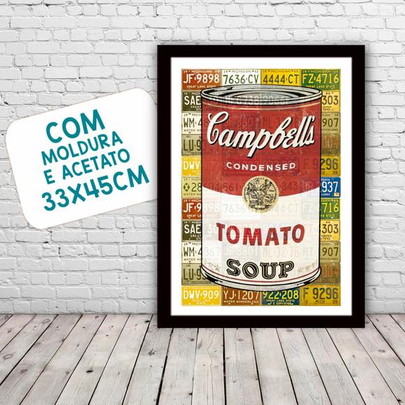 Quadro Pôster A3 c/ Moldura Sopa Campbell Grafite 30x42cm
