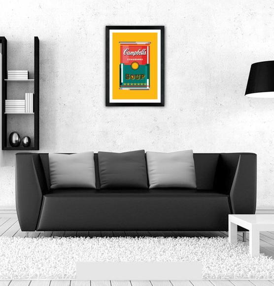 Quadro Pôster A3 c/ Moldura Sopa Campbell`s Pixel 30x42cm