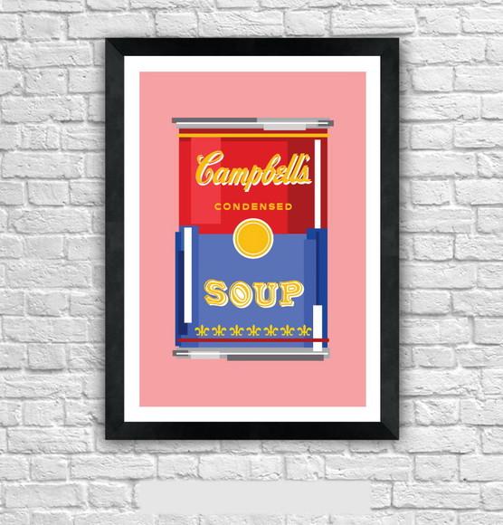 Quadro Pôster A3 c/ Moldura Sopa Campbell`s Pixel 30x42cm