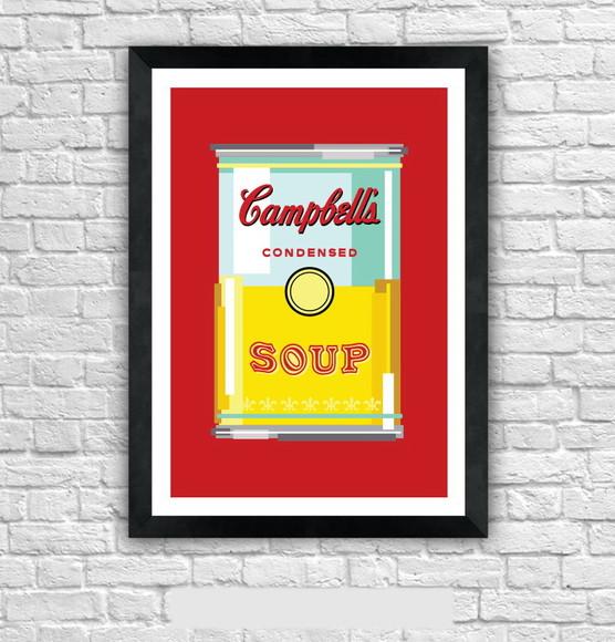 Quadro Pôster A3 c/ Moldura Sopa Campbell`s Pixel 30x42cm