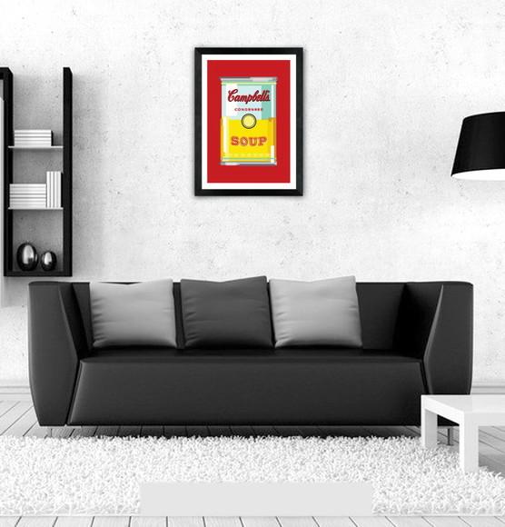 Quadro Pôster A3 c/ Moldura Sopa Campbell`s Pixel 30x42cm