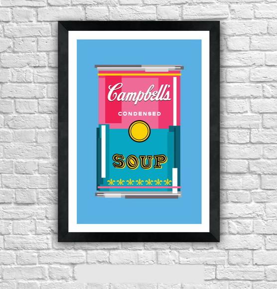Quadro Pôster A3 c/ Moldura Sopa Campbell`s Pixel 30x42cm