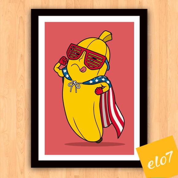 Quadro Pôster A3 c/ Moldura Super Banana 30x42cm