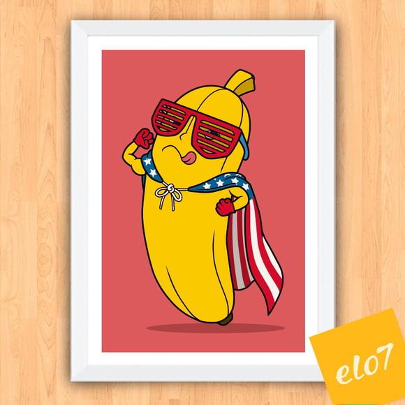 Quadro Pôster A3 c/ Moldura Super Banana 30x42cm