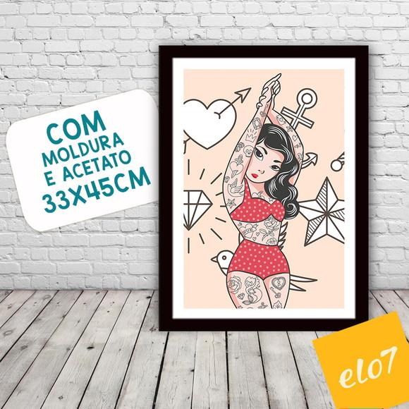 Quadro Pôster A3 c/ Moldura Tattoo Art 30x42cm