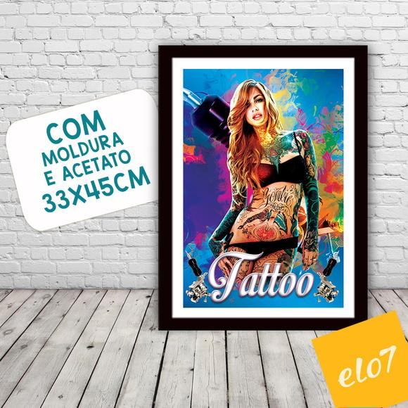 Quadro Pôster A3 c/ Moldura Tattoo Art 30x42cm