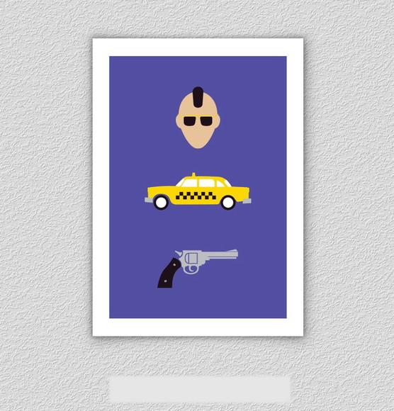 Quadro Pôster A3 c/ Moldura Taxi Driver Icones 30x42cm