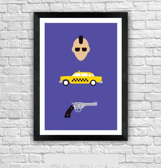 Quadro Pôster A3 c/ Moldura Taxi Driver Icones 30x42cm