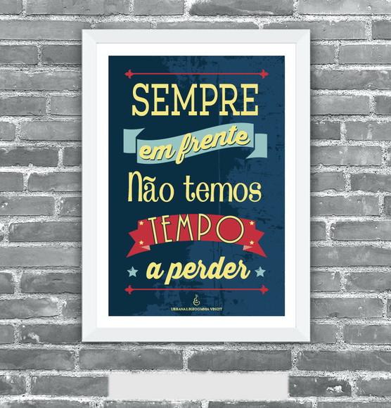 Quadro Pôster A3 c/ Moldura Tempo Perdido Letra 30x42cm