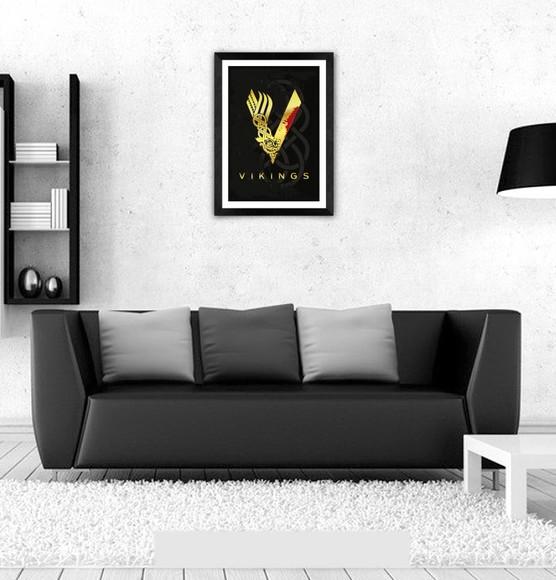 Quadro Pôster A3 c/ Moldura Vikings 30x42cm