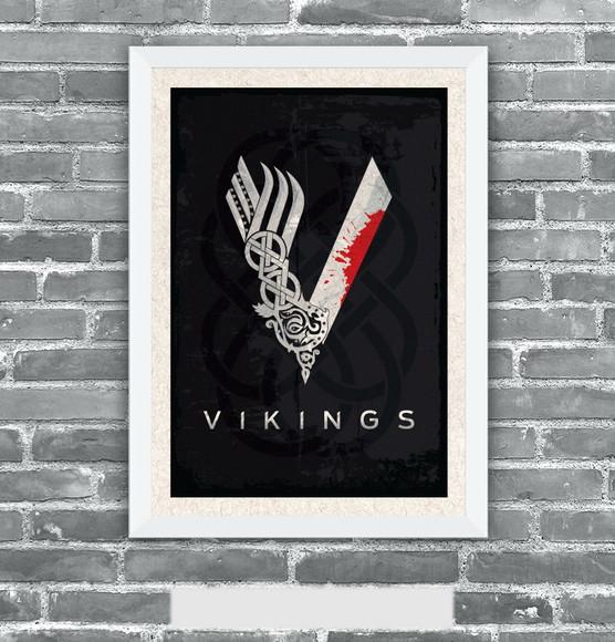 Quadro Pôster A3 c/ Moldura Vikings 30x42cm