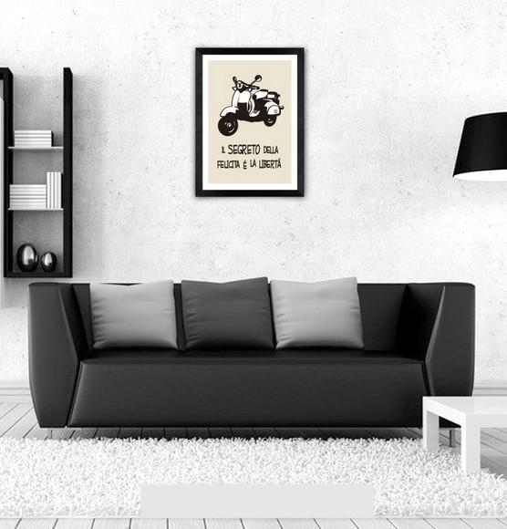 Quadro Pôster A3 c/ Moldura Vespa Segreto 30x42cm