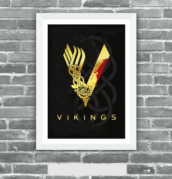 Quadro Pôster A3 c/ Moldura Vikings 30x42cm