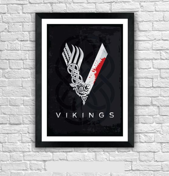 Quadro Pôster A3 c/ Moldura Vikings 30x42cm