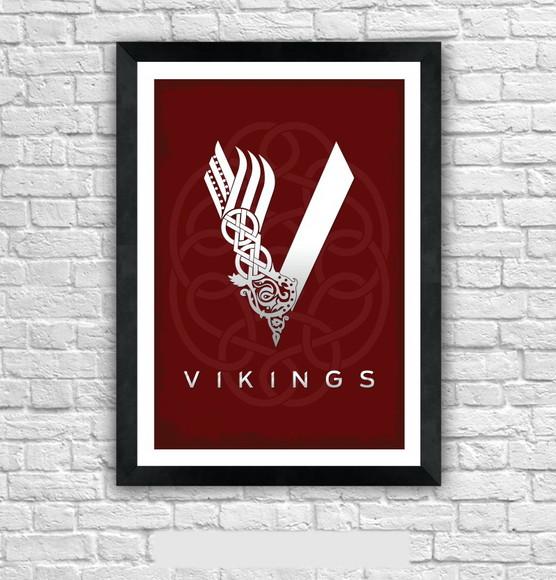 Quadro Pôster A3 c/ Moldura Vikings 30x42cm