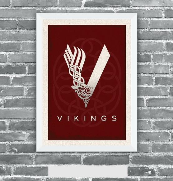 Quadro Pôster A3 c/ Moldura Vikings 30x42cm
