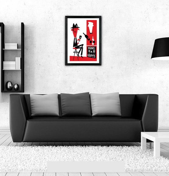 Quadro Pôster A3 c/ Moldura Vins a Copes 30x42cm