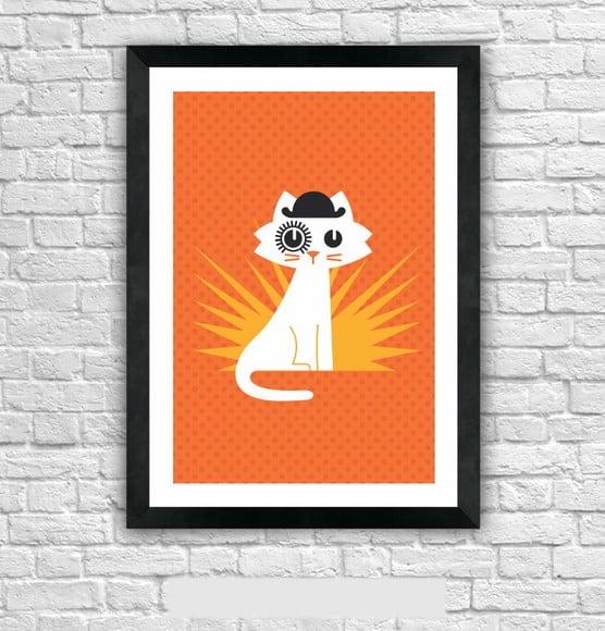 Quadro Pôster A3 Gato Laranja Mecânica Pop Art 30x42cm