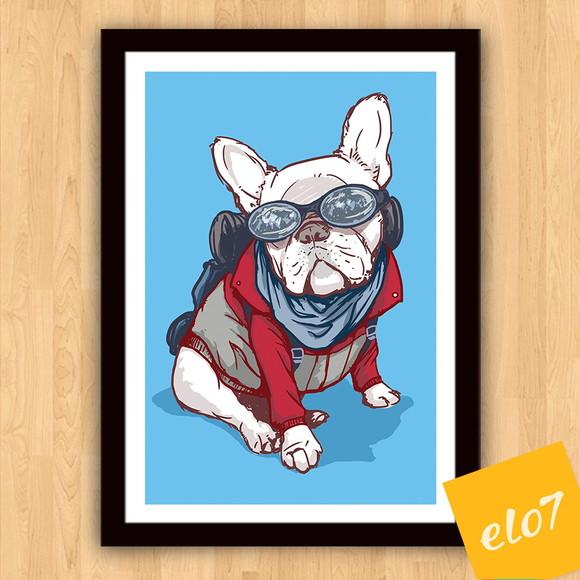 Quadro Pôster A3 Moldura French Bulldog 30x42cm