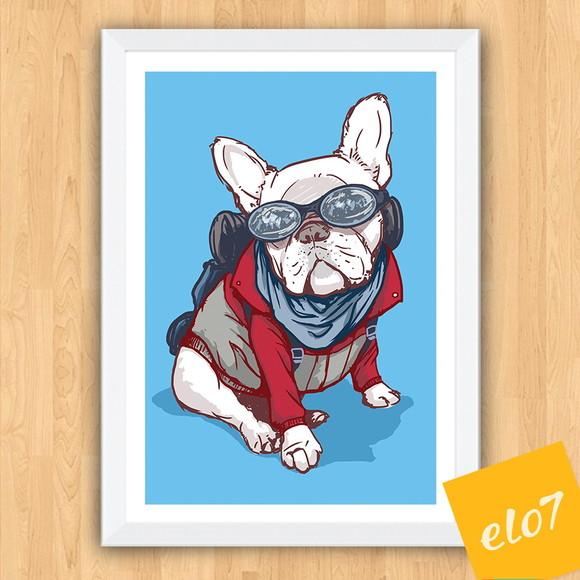 Quadro Pôster A3 Moldura French Bulldog 30x42cm