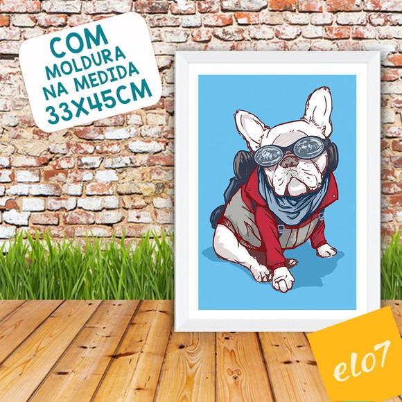 Quadro Pôster A3 Moldura French Bulldog 30x42cm