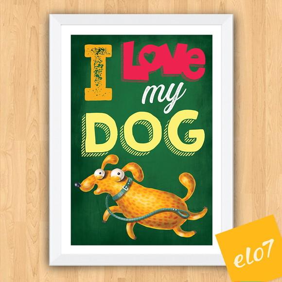 Quadro Pôster A3 Moldura I Love Meu Pet 30x42cm