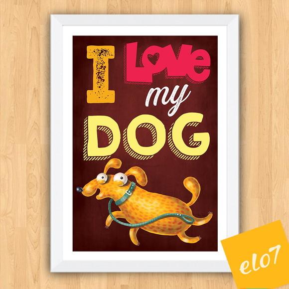 Quadro Pôster A3 Moldura I Love Meu Pet 30x42cm