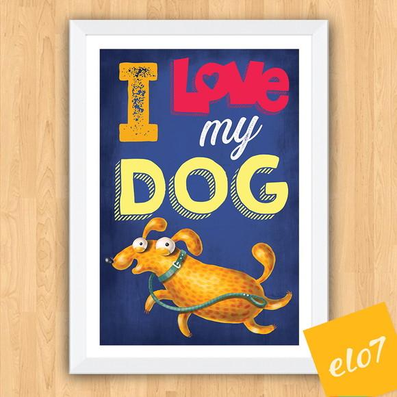 Quadro Pôster A3 Moldura I Love Meu Pet 30x42cm