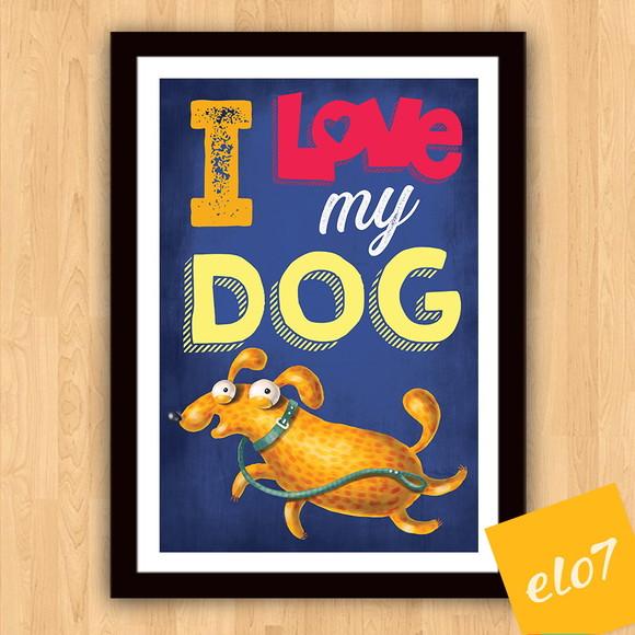 Quadro Pôster A3 Moldura I Love Meu Pet 30x42cm