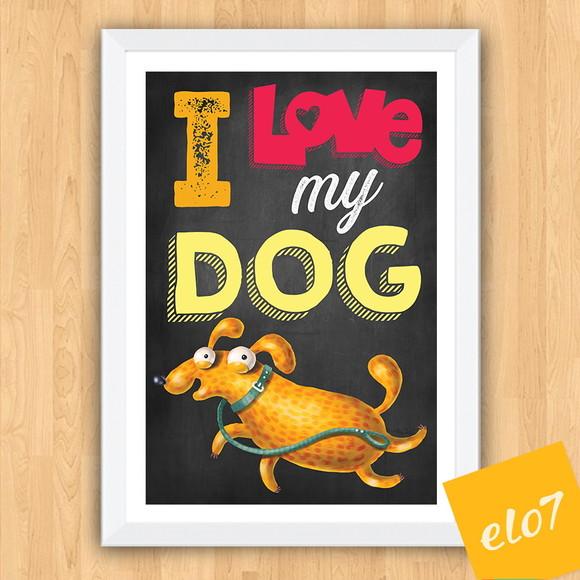 Quadro Pôster A3 Moldura I Love Meu Pet 30x42cm