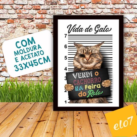 Quadro Pôster A3 Moldura Meu Pet Frases Engraçadas 30x42cm