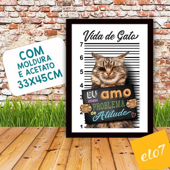 Quadro Pôster A3 Moldura Meu Pet Frases Engraçadas 30x42cm