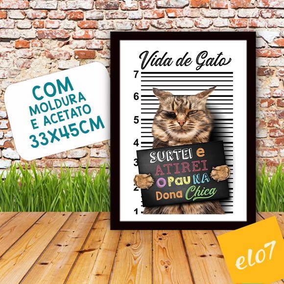 Quadro Pôster A3 Moldura Meu Pet Frases Engraçadas 30x42cm